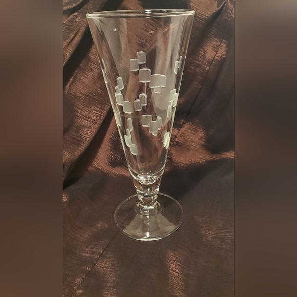 CUBIST MID CENTURY MODERN PILSNER ETCHED SQUARES - Picture 1 of 5